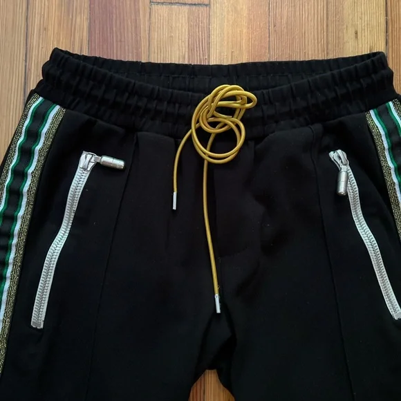 RHUDE Traxedo Pants - Green and Gold Stripes